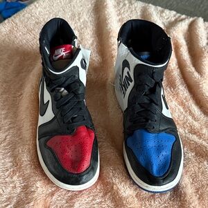 Nike Air Men's Black, Red, and Blue High-Top Sneakers
